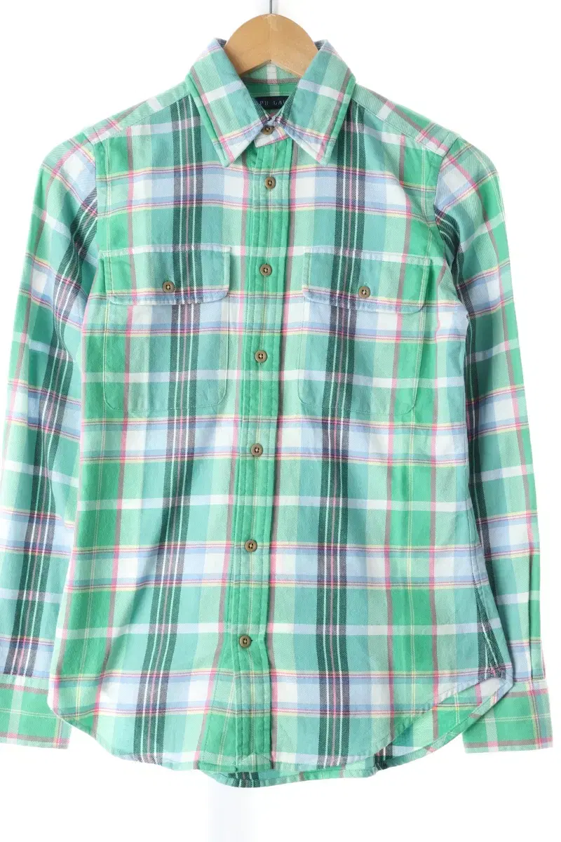 W(S) Polo Ralph Lauren Shirt Navy Green Check Ameka-C5B0