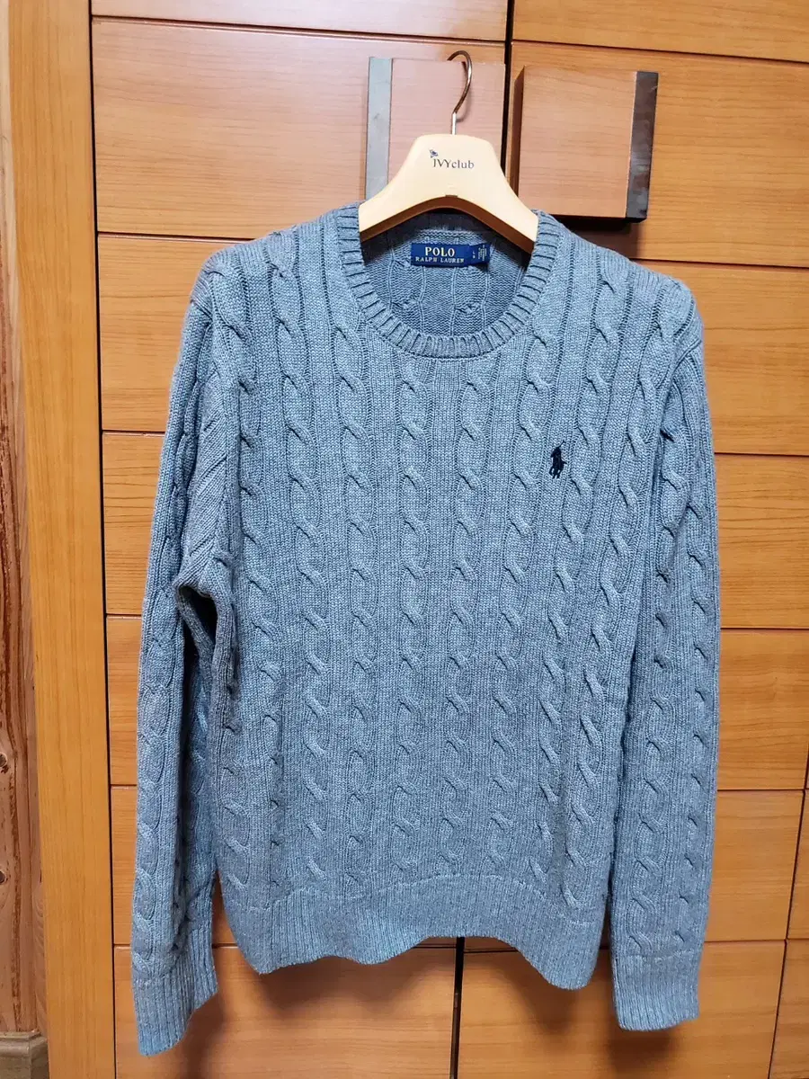 Polo Roundneck Cable Knit L Gray