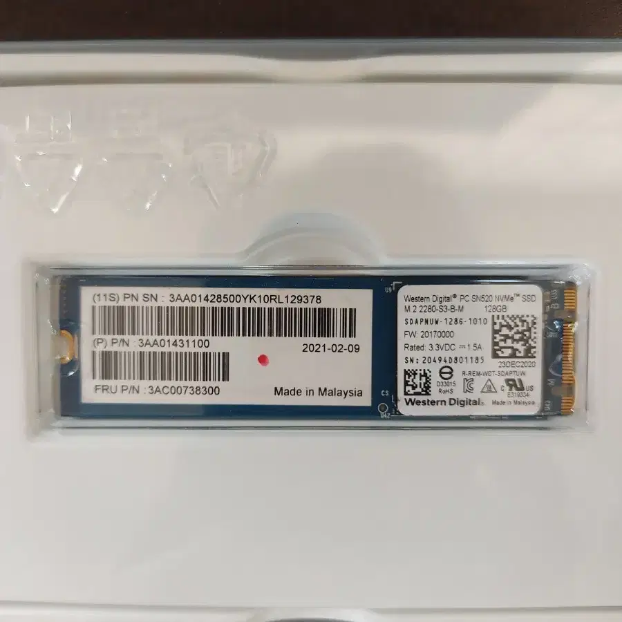 윈도우11설치한  nvme ssd 128기가팝니다(wd  sn520모델)