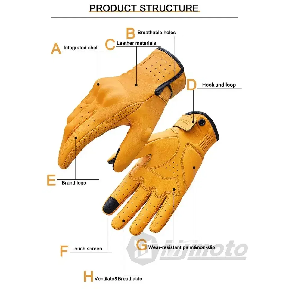 오토바이 라이더 바이커 터치스크린 천연가죽 장갑 글러브