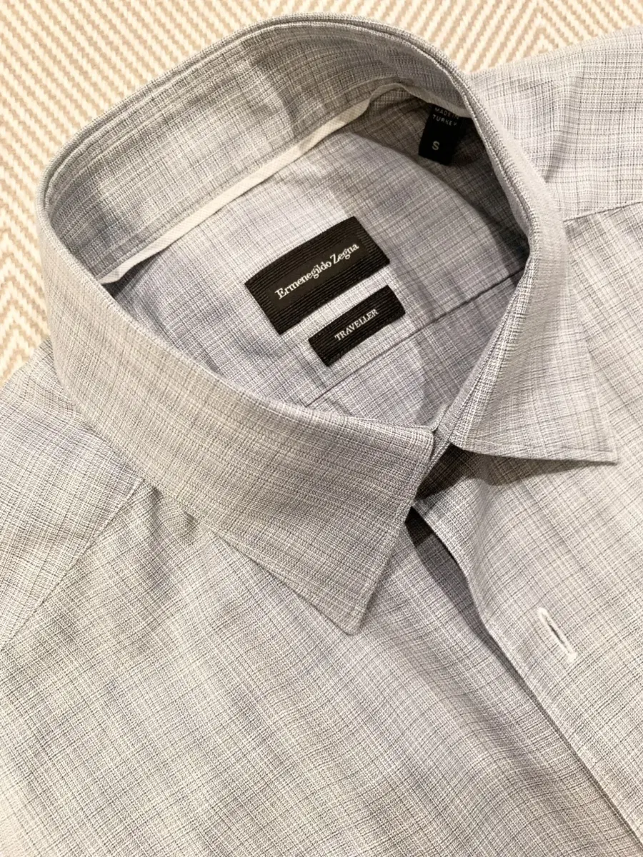 100->70 Zegna shirt bloo gray new cotton silk S 95 100