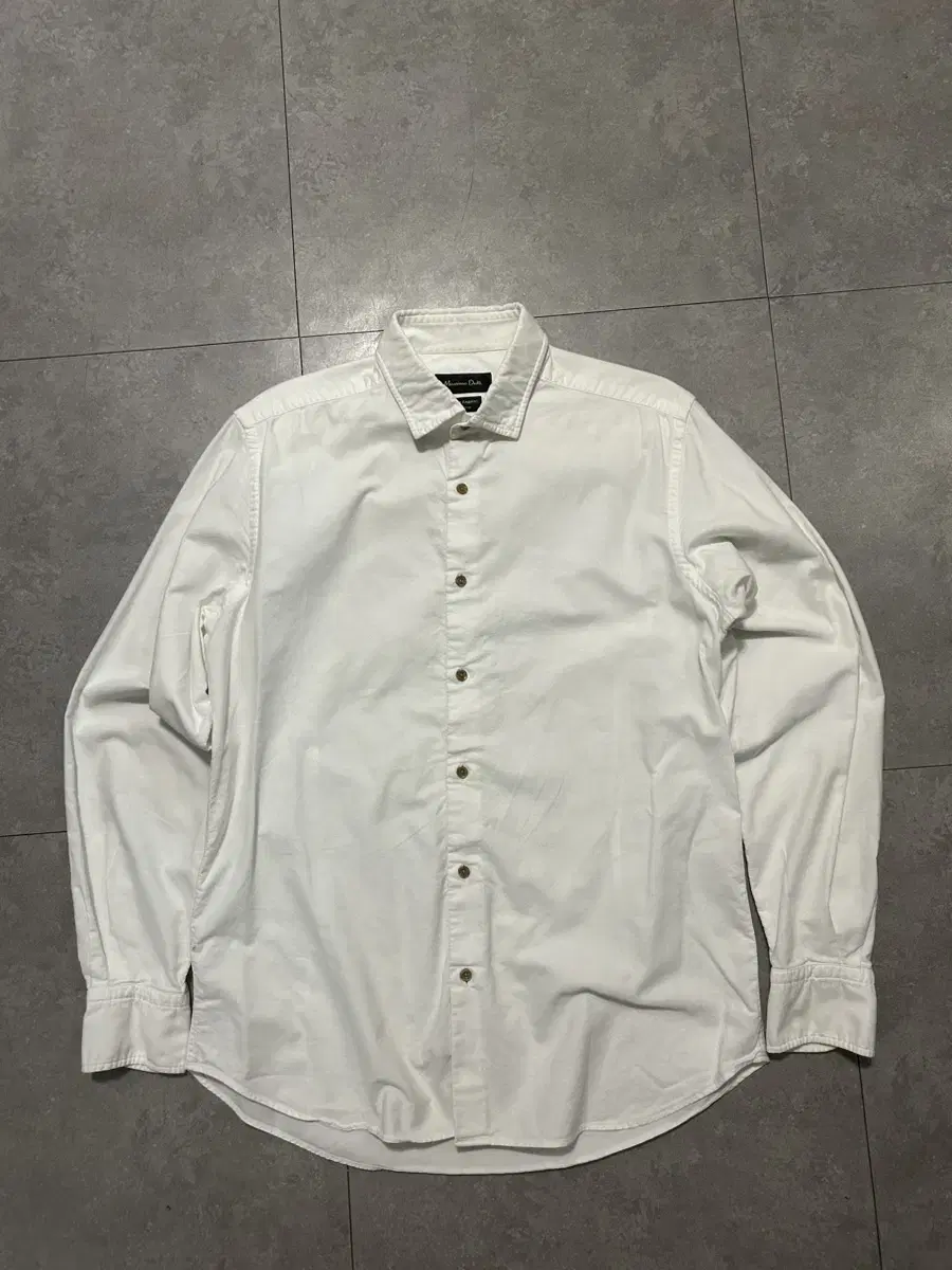 Massimo Dutti Solid White Color Vintage Oxford Cotton Shirt 100size