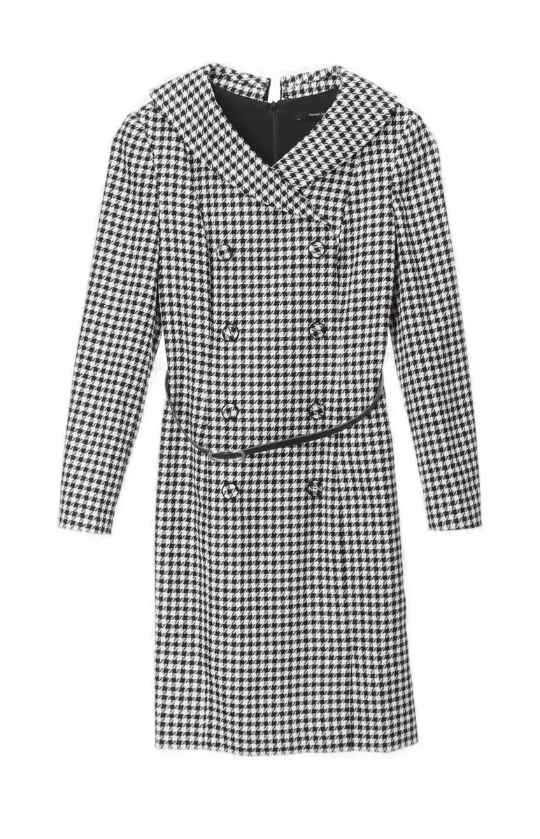 Kenneth Lay Houndstooth Double Belt Guest Look Midi ONEPIECE M