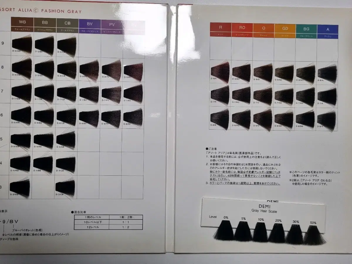 데미 염색 차트