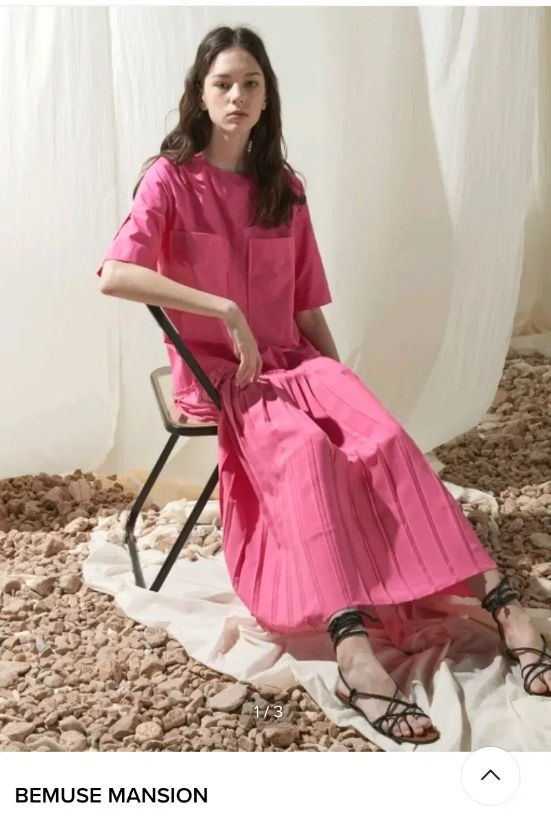 비뮤즈맨션 Short pleated one peice - Pink