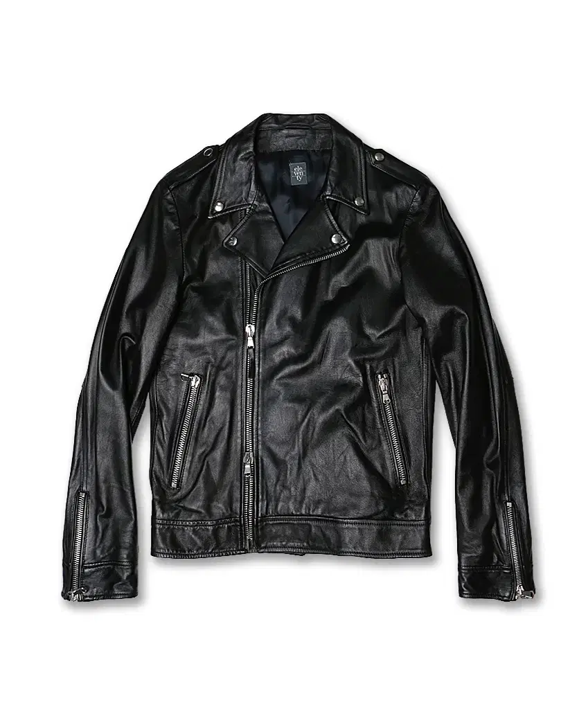 Eleventy [Eleventy] Real Leather Black Rider Jacket