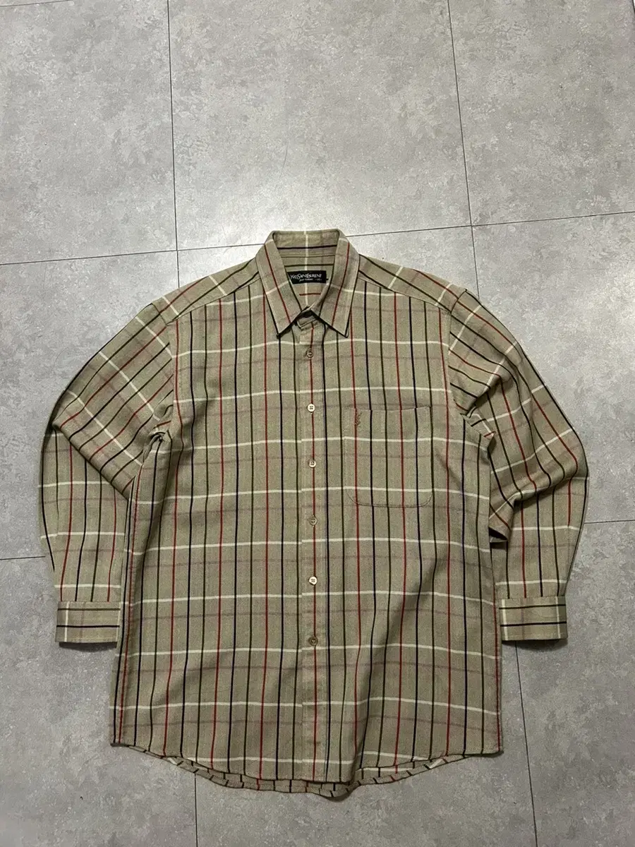 Yves Saint Laurent Oversized flannel vintage work shirt 95size