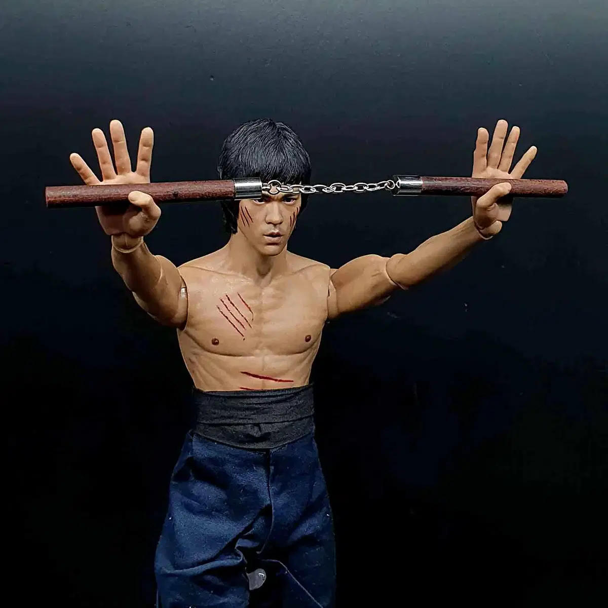 Bruce Lee Dark Brown Wooden Twins Gone 12-inch Figure (Hot Toys Compatible)