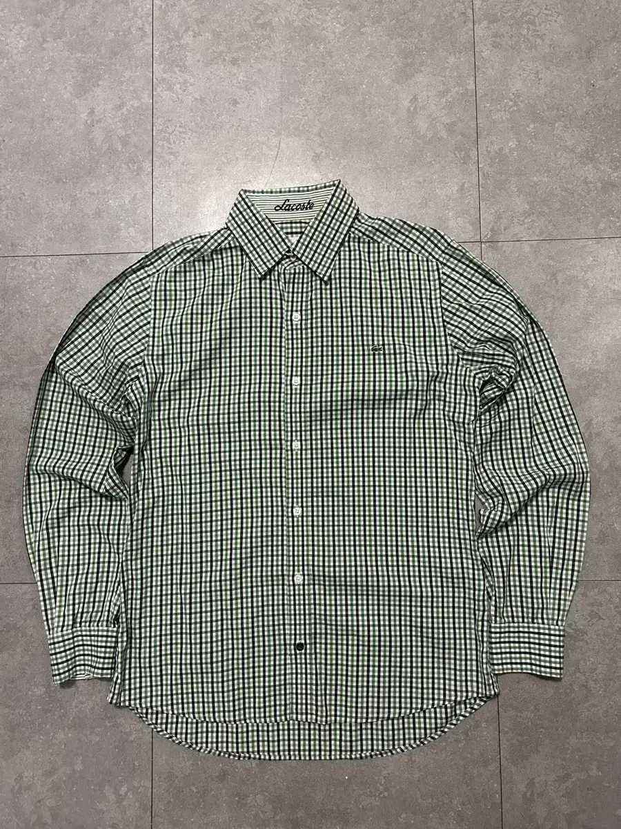 Lacoste Gingham Check Vintage Oxford Cotton Shirt 95size