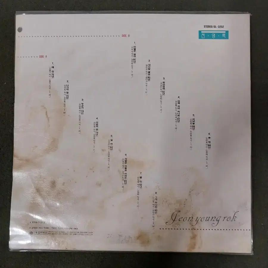 전영록20주년기념골든앨범. 애심.이별은싫어 LP(가격내림)