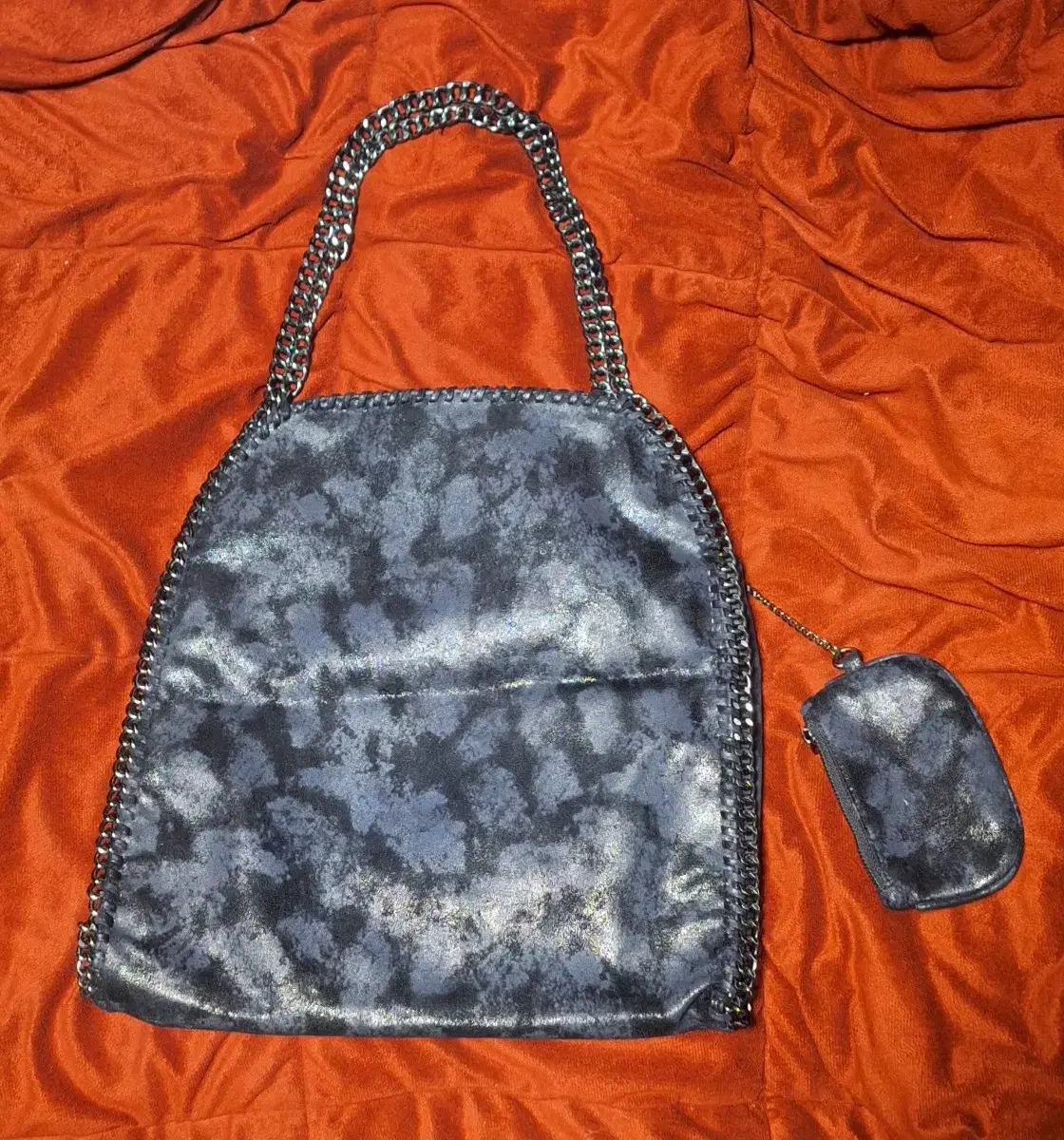 Suede and leather 3-way pearl-washed chain bag (worn once)