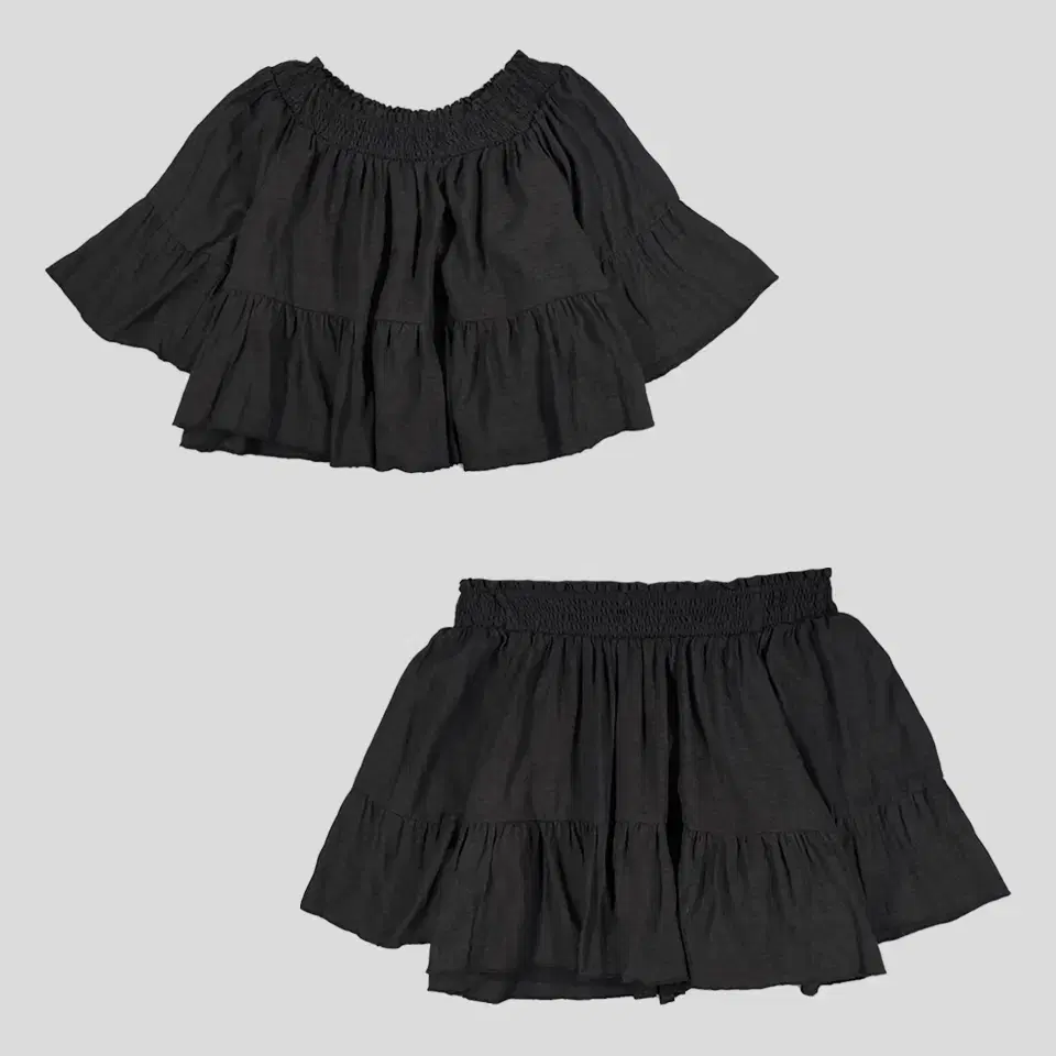 SUREVE Black Balloon-shirred Ruffled Flared Rayon Off-the-Shoulder Blouse WO