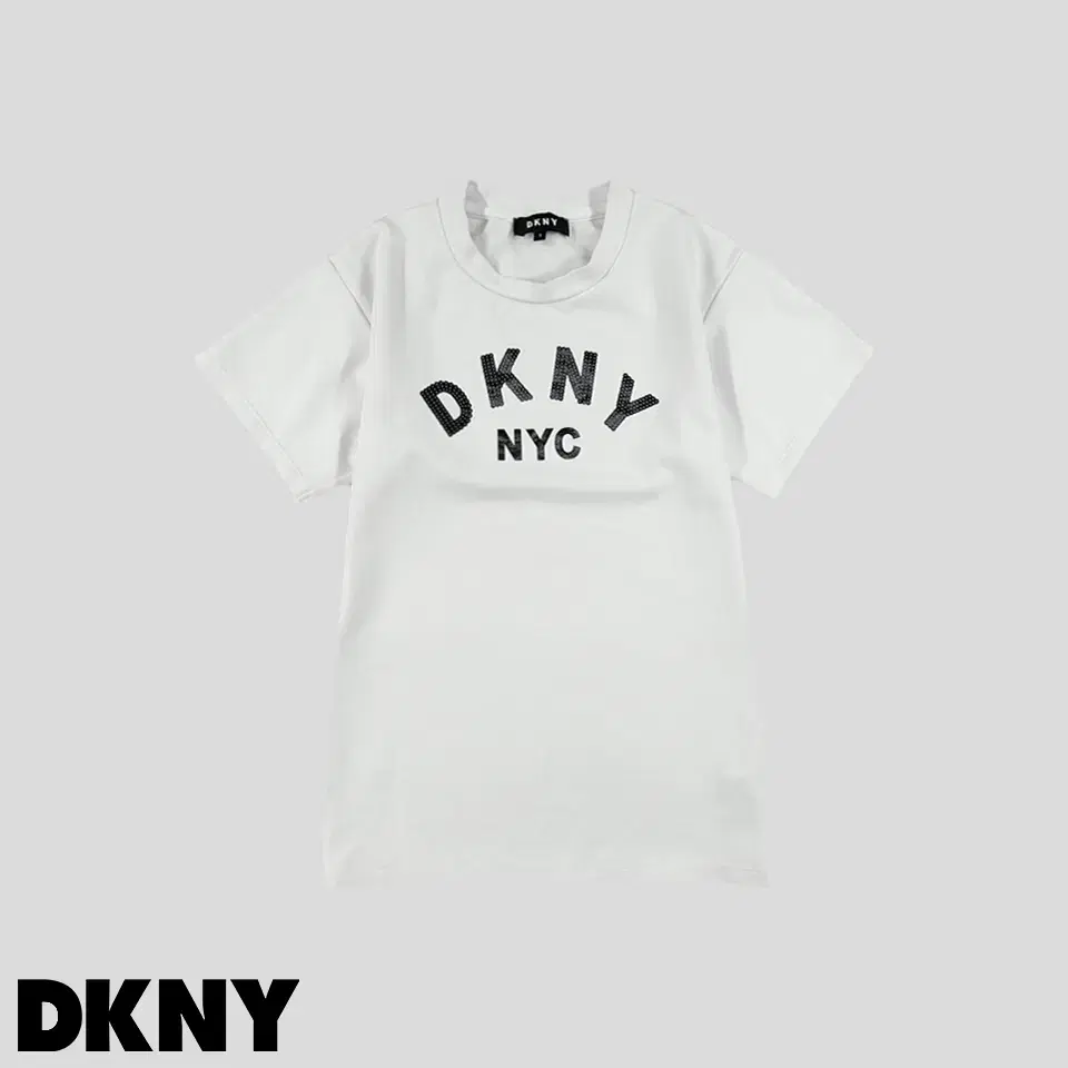 DKNY 디케이앤와이 화이트 블랙 유광 프린팅 비스코스 레이온 반팔 티셔