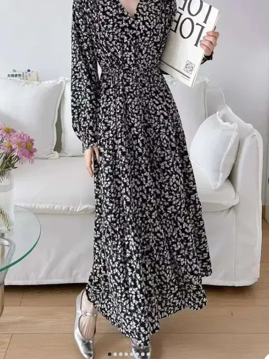 Women's Long ONEPIECE Cherry Blossom Flower Chiffon 55 66 77 Black