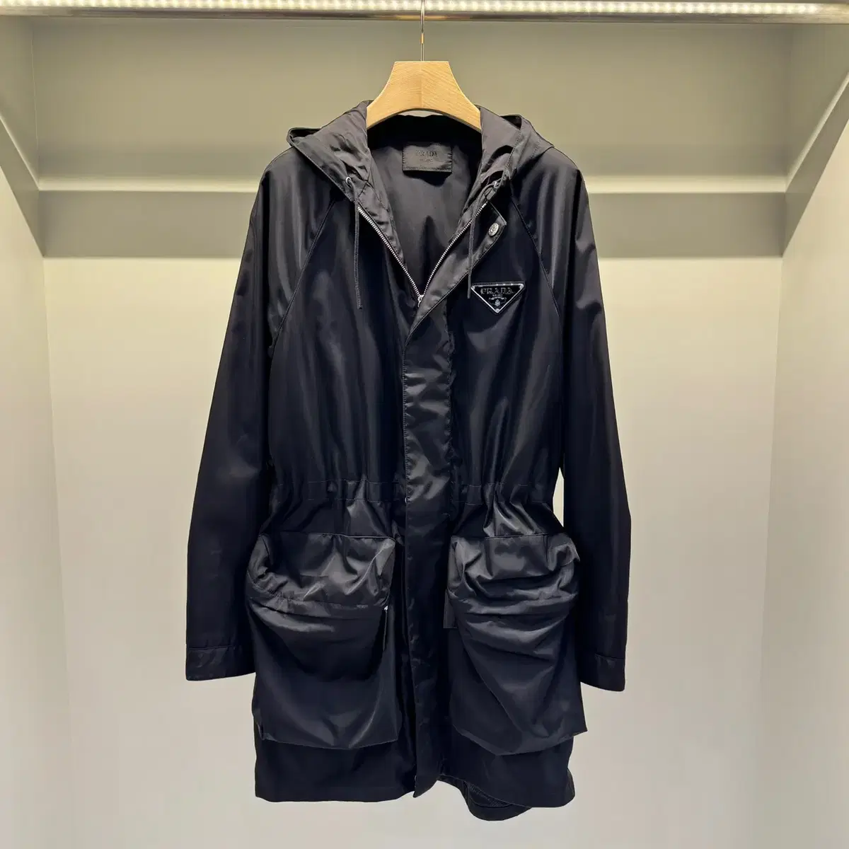 Overfit M / Prada Rina Nylon Hooded Field Parka Jacket Black