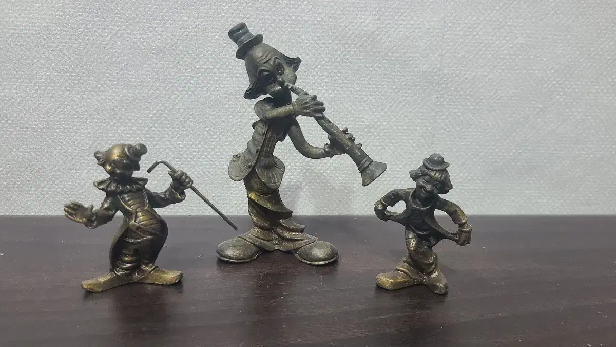 Vintage Bronze Pierrot Figurine Set