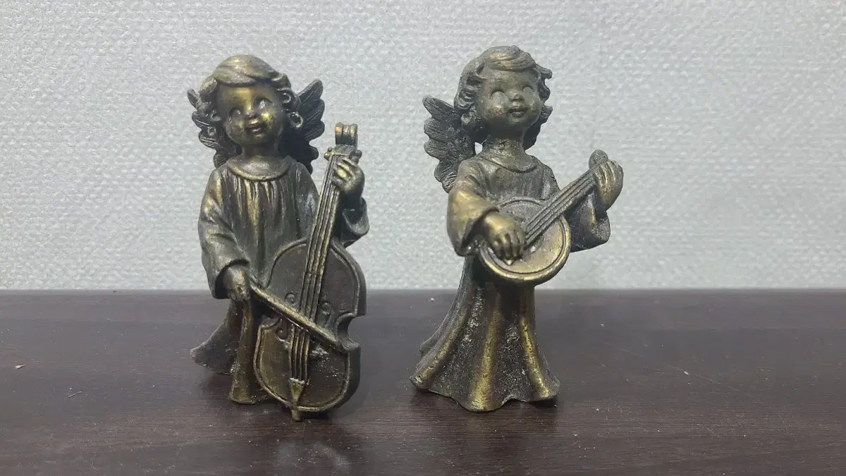 Vintage Bronze Angel Figures Set