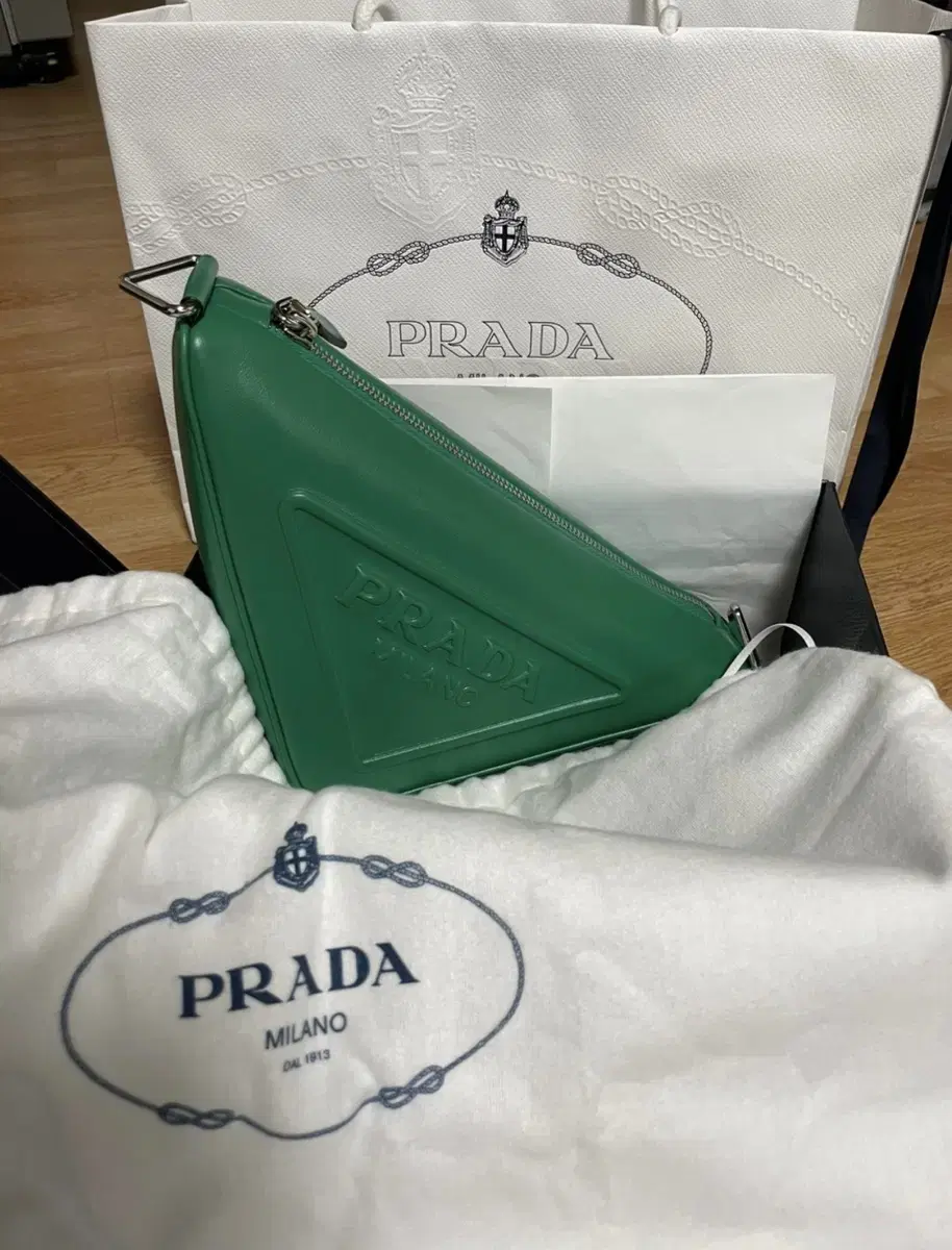 Genuine Prada Triangle Leather Shoulder Bag