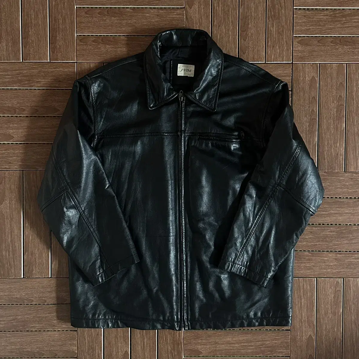 JVIM Vintage cowhide and leather zip-up jacket M