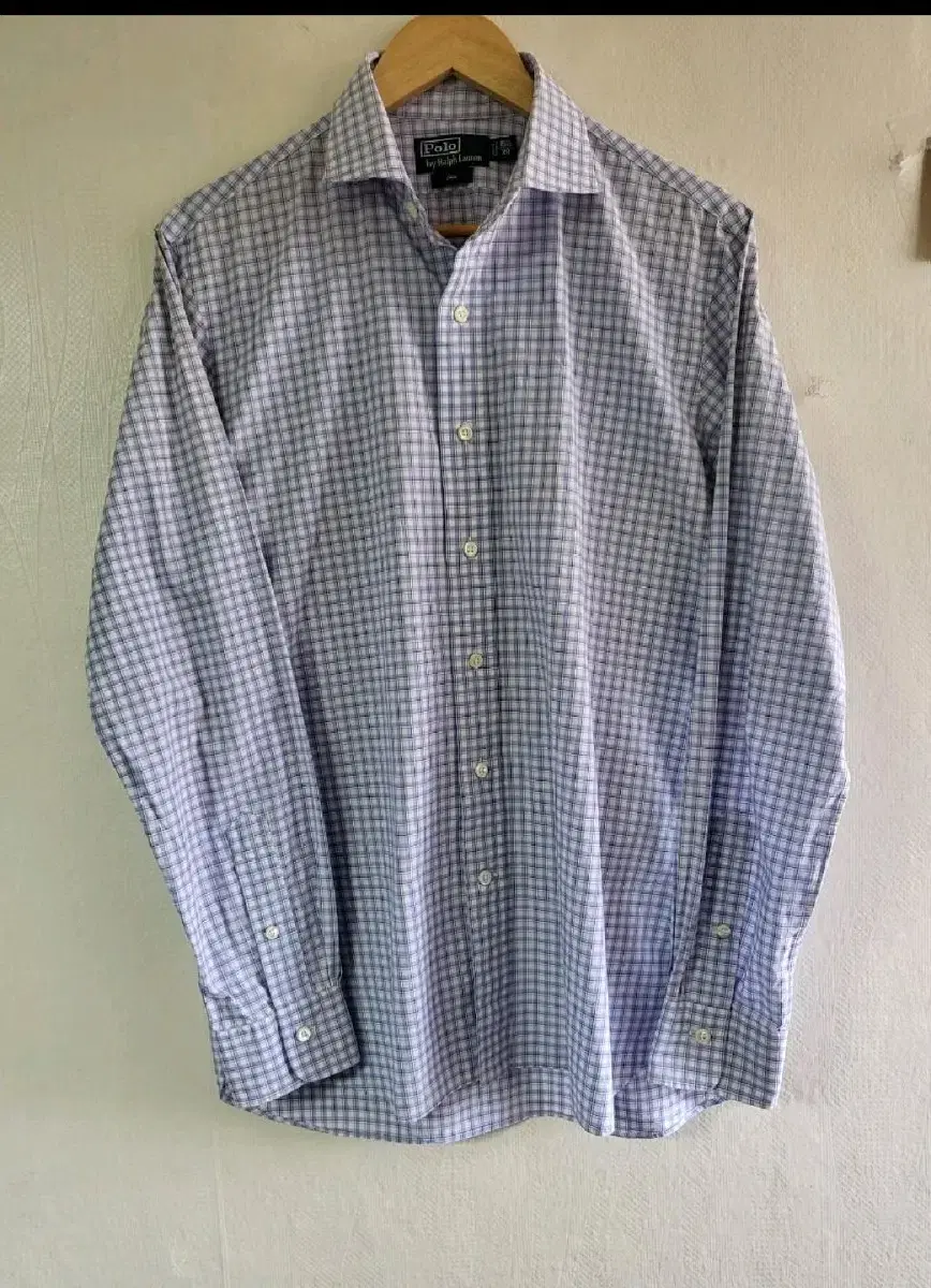 Polo Ralph Lauren Shirt Suit Fine Check Long Sleeve 15,1/2. ( L, 100)