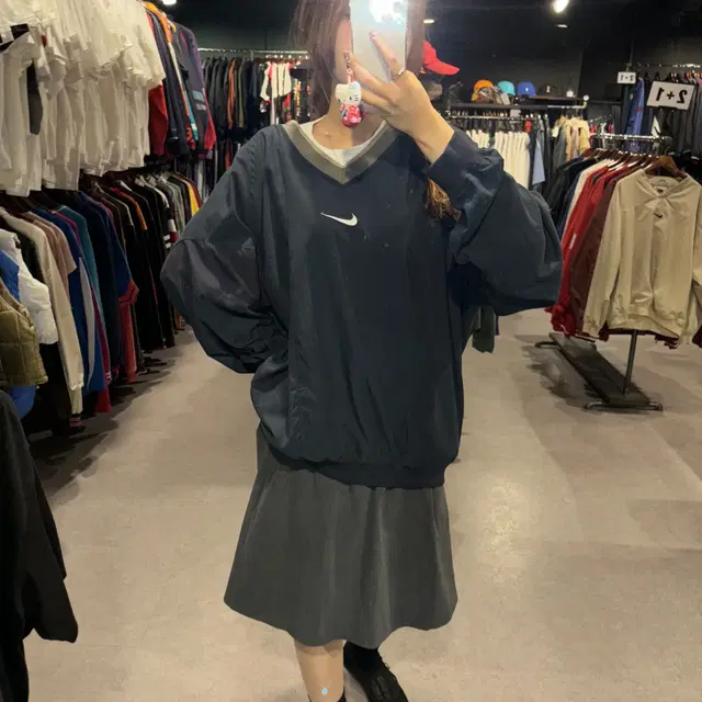 NIKE 나이키 네이비 앞면 화이트 자수 로고 포켓 디테일 웜업 (XL)