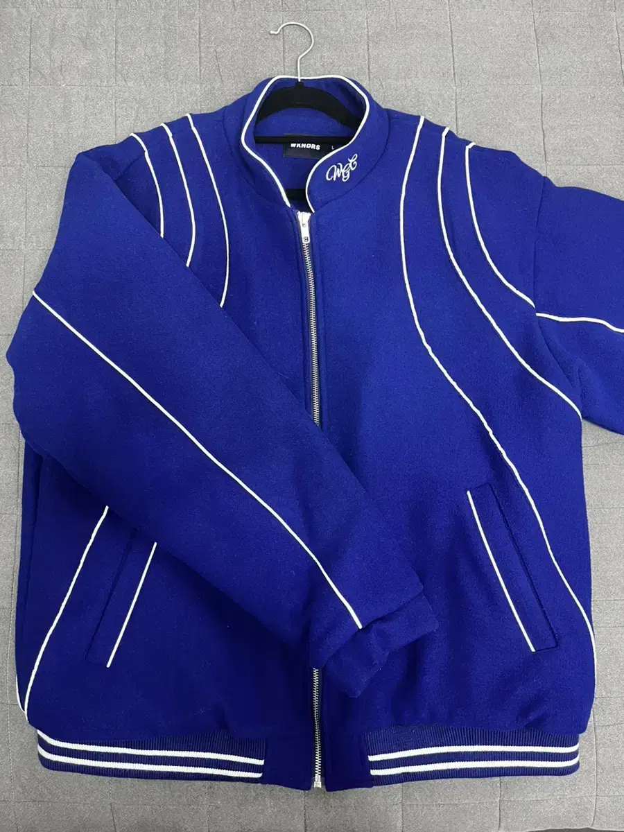 Weekenders Wavy Piped Wool Jacket in Blue