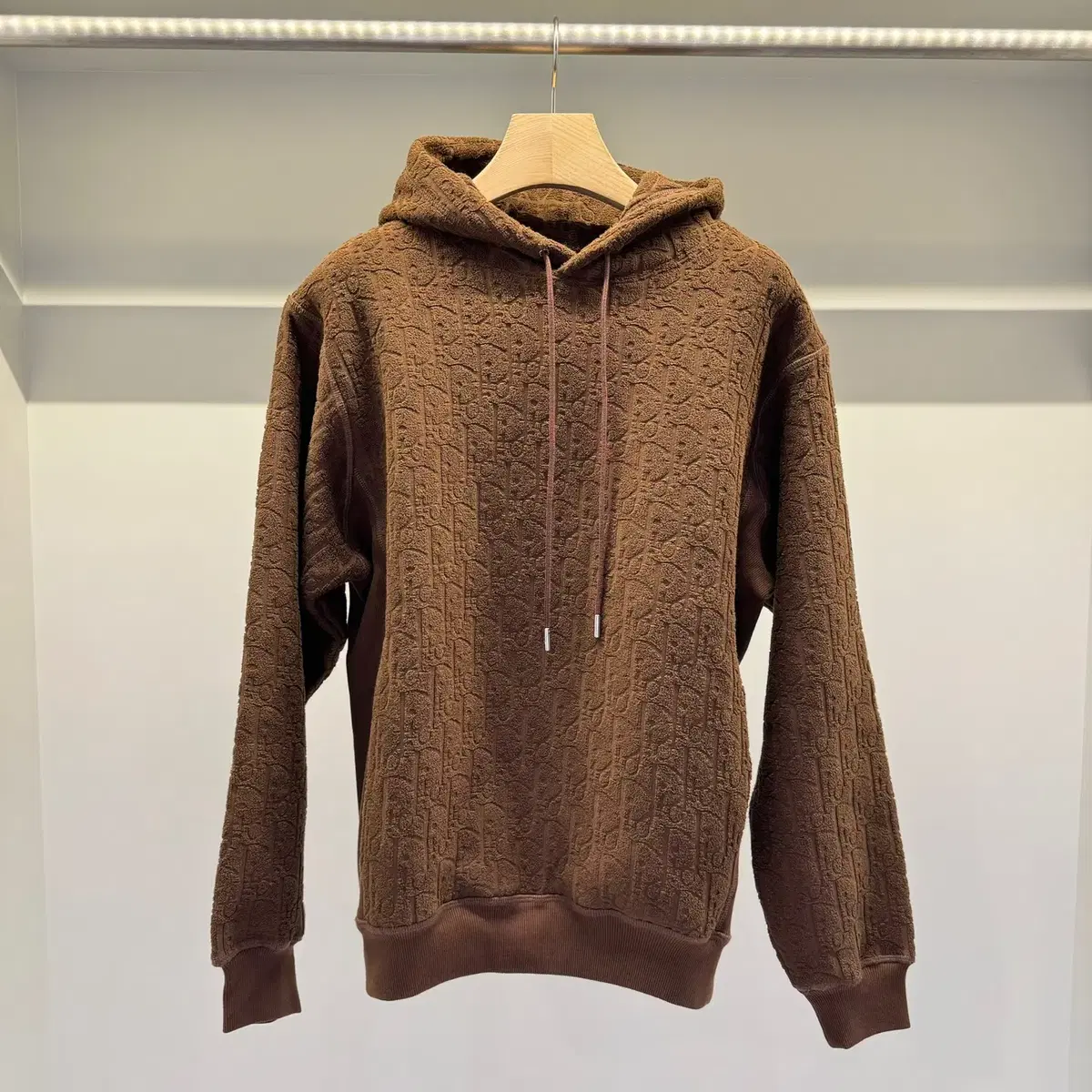 Overfit S / Dior Oblique Terry Cotton Hoodie Brown