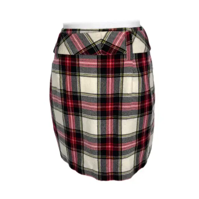 Tartan check belted wrap skirt