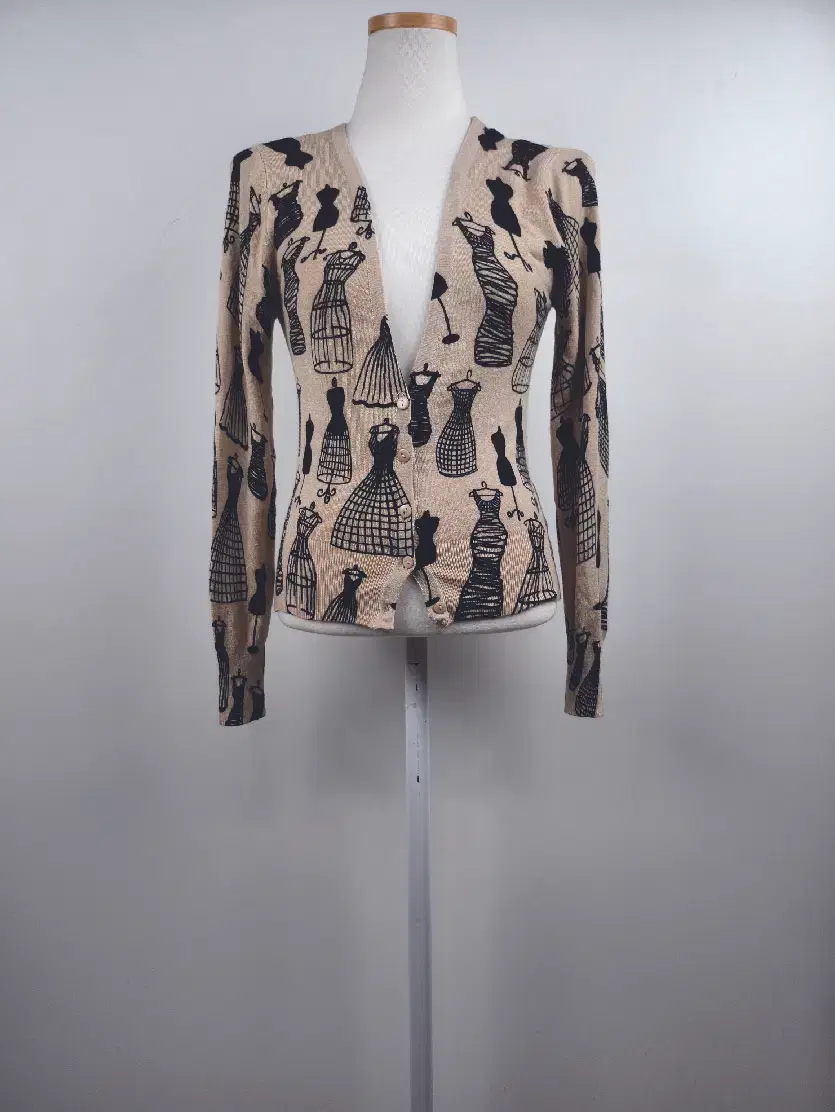 Lora Febian Beige patterned cardigan