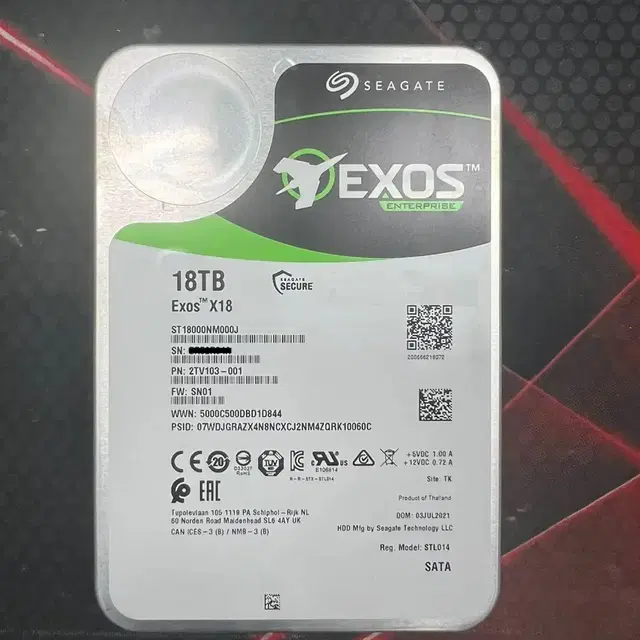 시게이트 18TB Exos X18 상태 A급 판매합니다