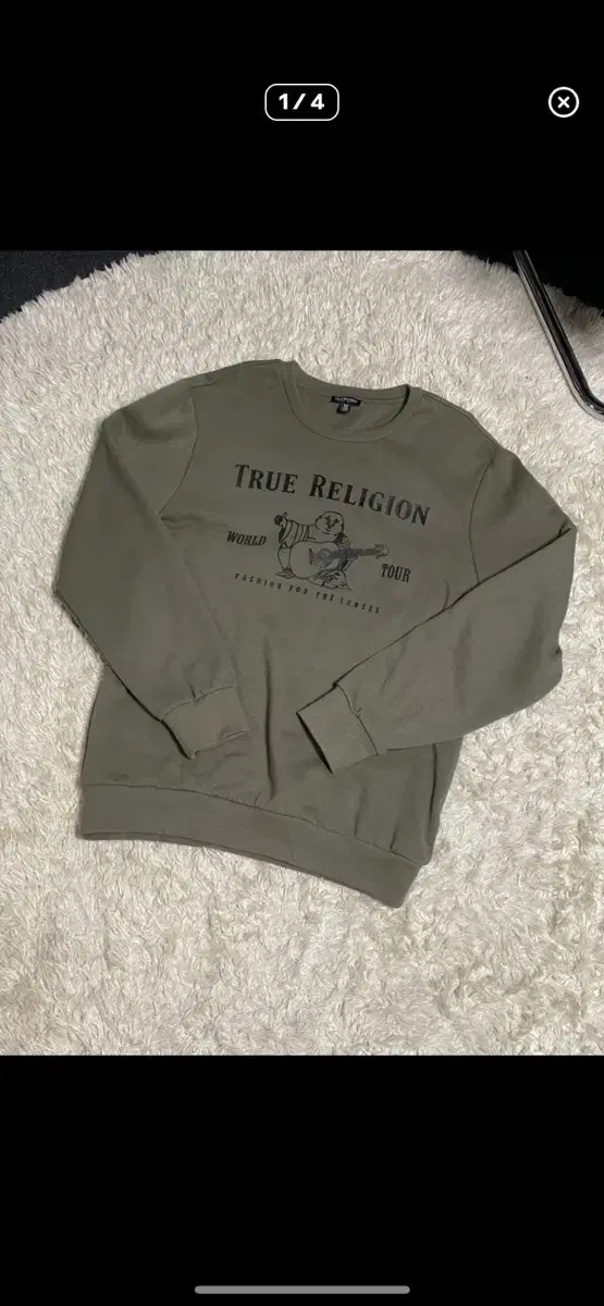 트루릴리전 true religion 붓다 기모 크루넥 풀오버 맨투맨 카키