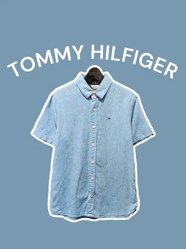 [S] TOMMYHILFIGER 타미힐피거 린넨 반팔셔츠 스카이