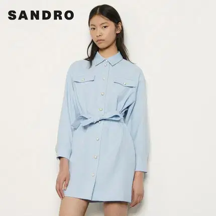 Sandro 스카이블루 진주 원피스 55