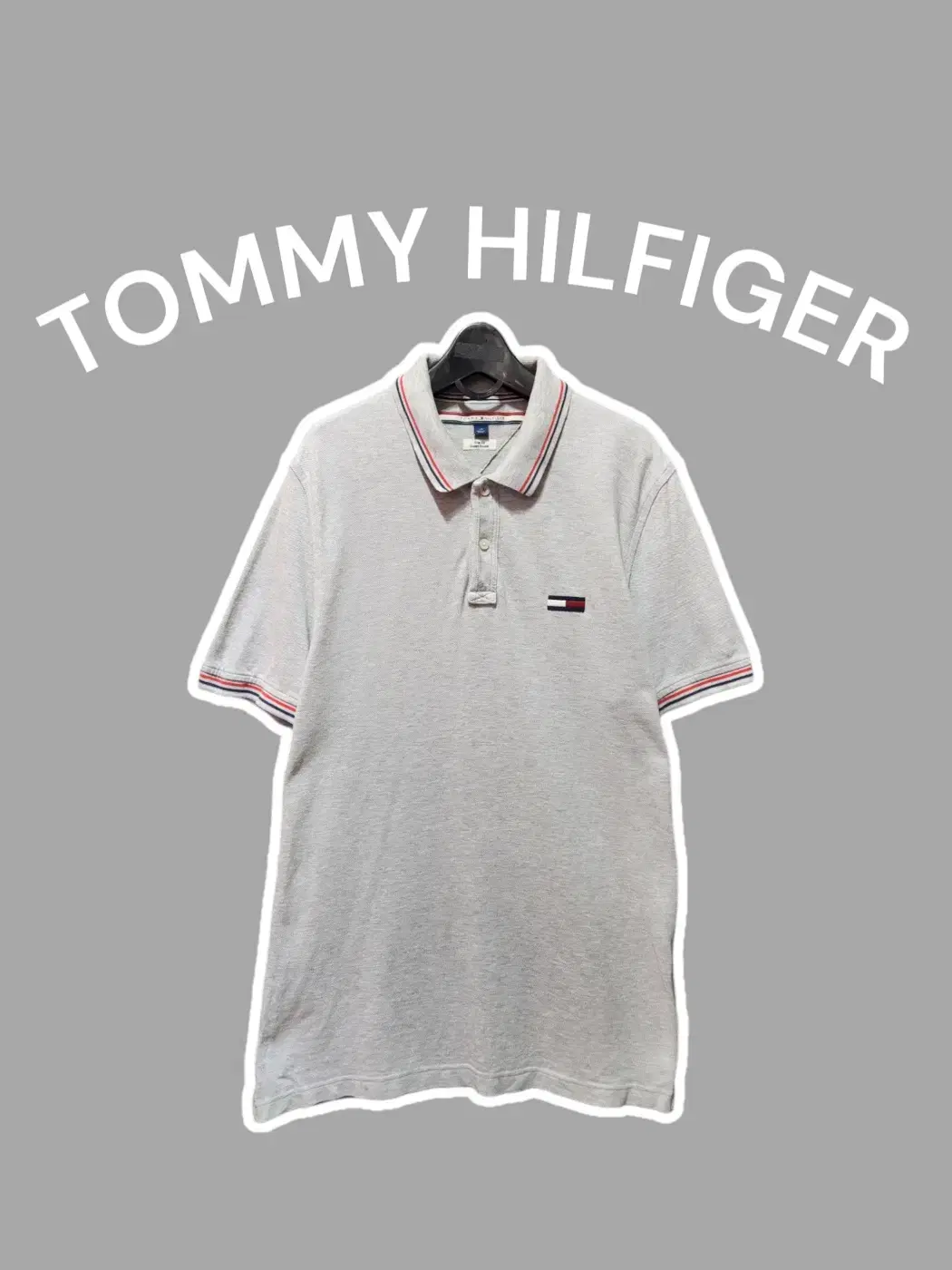 [L] TOMMYHILFIGER 타미힐피거 슬림핏 카라티 그레이