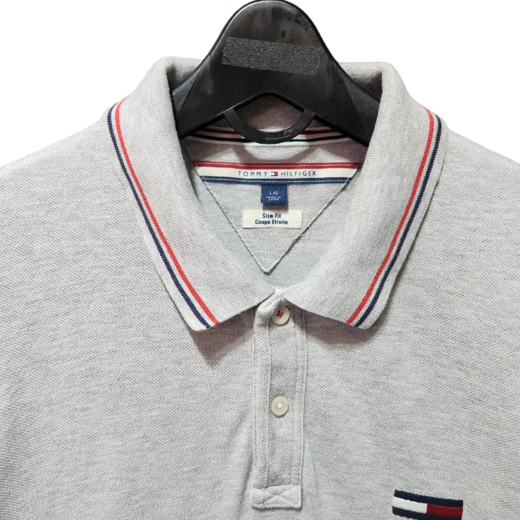 [L] TOMMYHILFIGER 타미힐피거 슬림핏 카라티 그레이