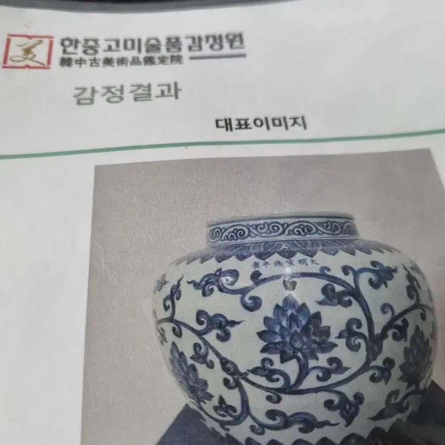 청화백자전지보상화문관