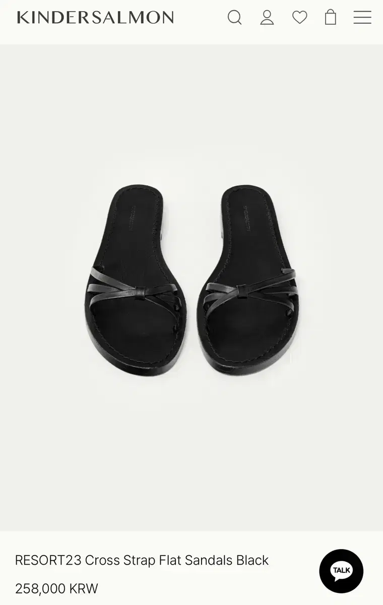 (가격제시가능)킨더살몬 Cross Strap Flat Sandals