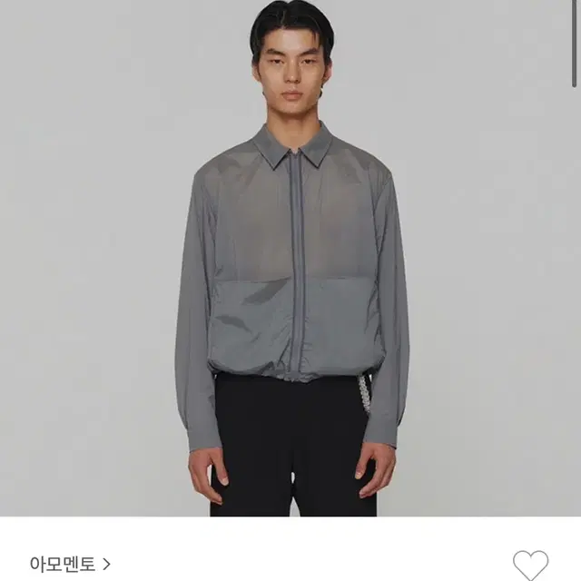 아모멘토 쉬어 집업 셔츠 그레이