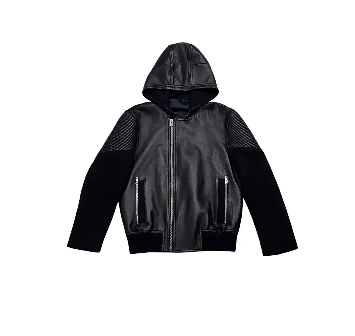 Givenchy Sheepskin and Leather Biker Hooded Jacket