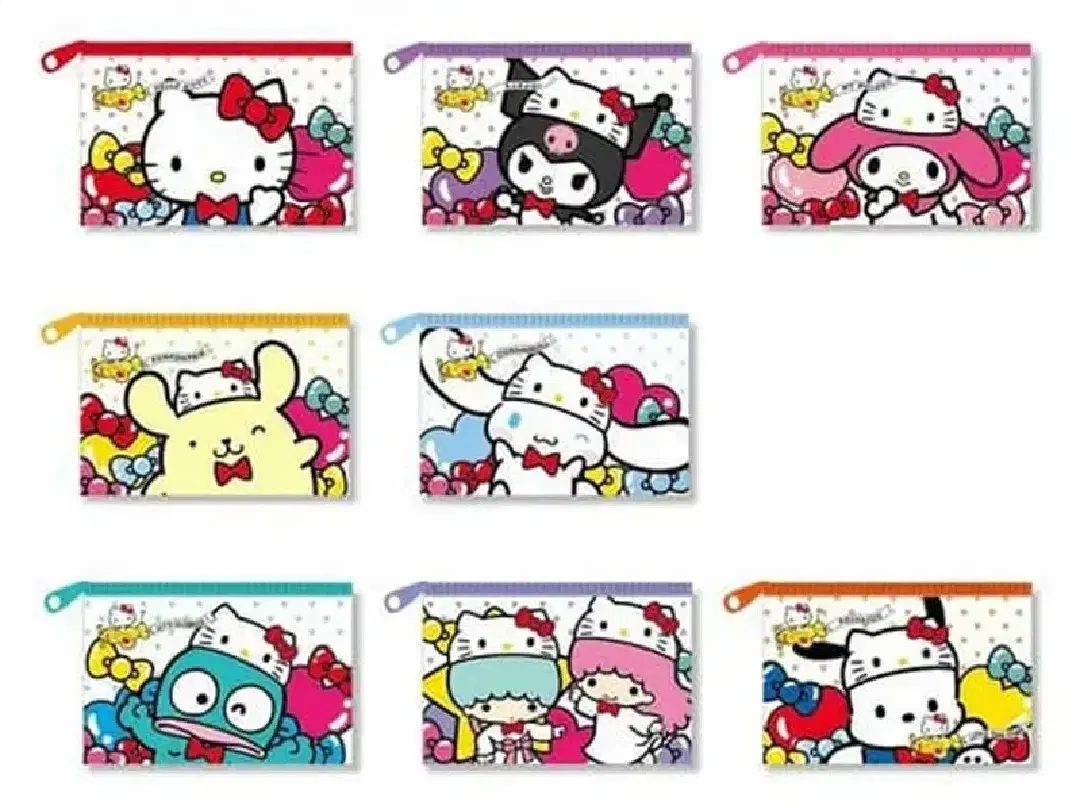 [Hello Kitty 50th Anniversary] 8 Flat Pouches Transparent Pouches directly imported from Japan