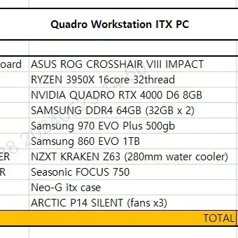 고사양 itx PC 데스크탑 워크스테이션 컴퓨터