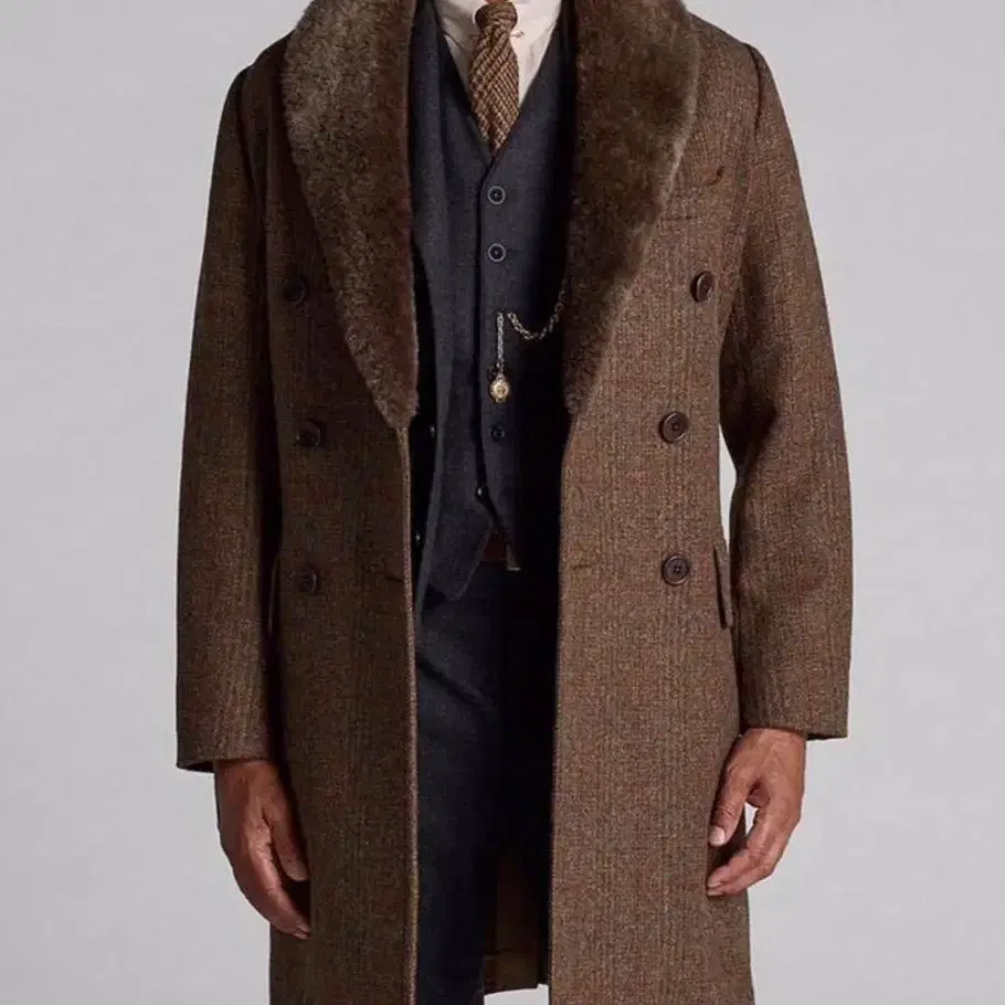 더블알엘 코트 RRL Shearling-Collar Tweed Coat