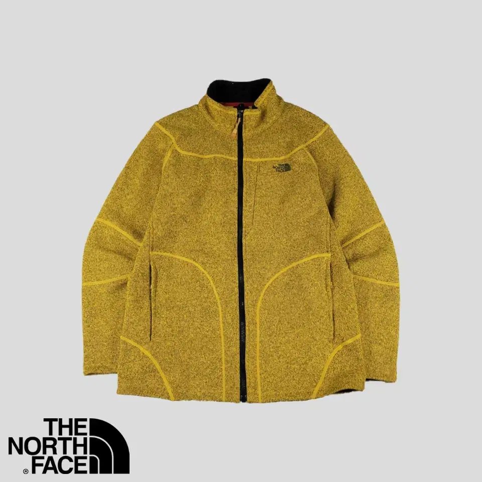 The North Face Green Yel Bokashi Knitted Brushed Poly Zip Up Outdoor Casual Jacket