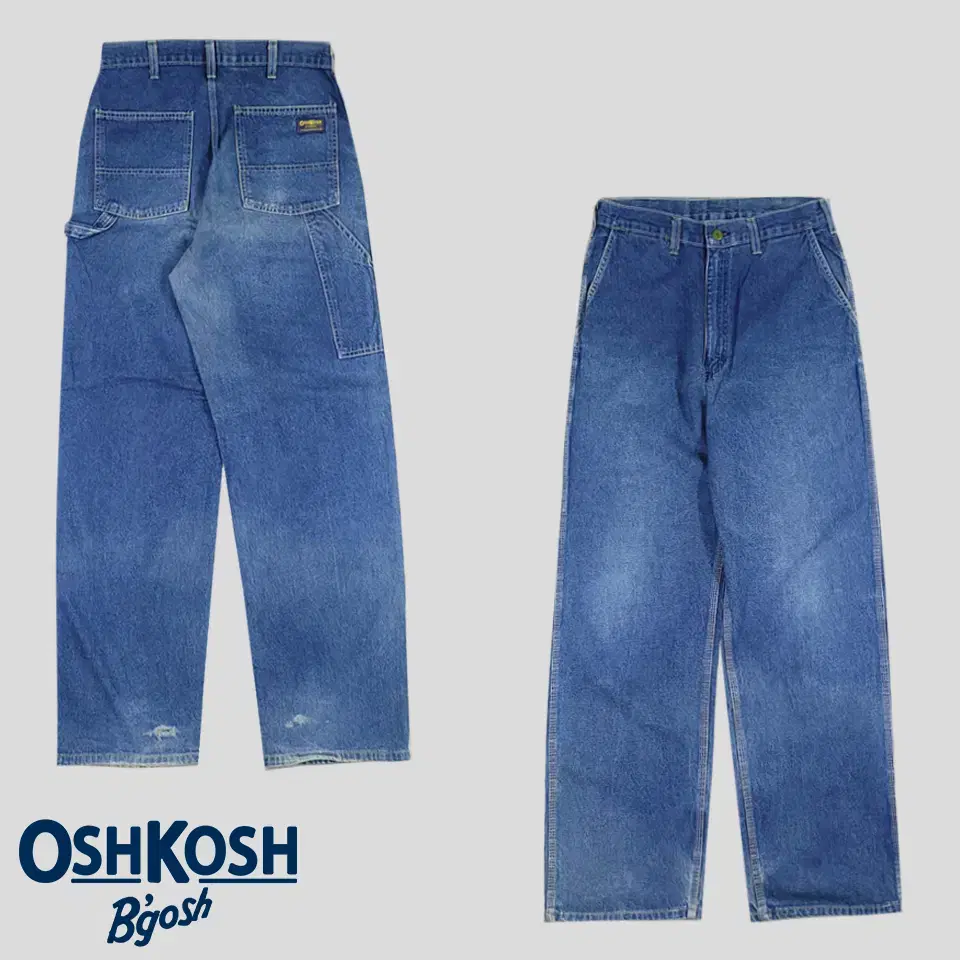 Oshikoshi Jin Blue-washed Patchwork Carpenter Amekazi Workwear Slim Straight Fit Jeans