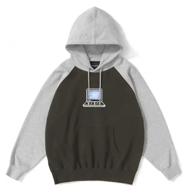 예스아이씨 Pixel Raglan Hoodie Grey 후드티