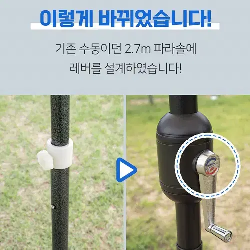 (새상품) 간편한 설치 초대형 반자동 파라솔 2.7M 캠핑 낚시 그늘막