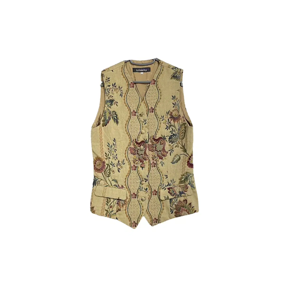 Flower pattern vintage beige vest