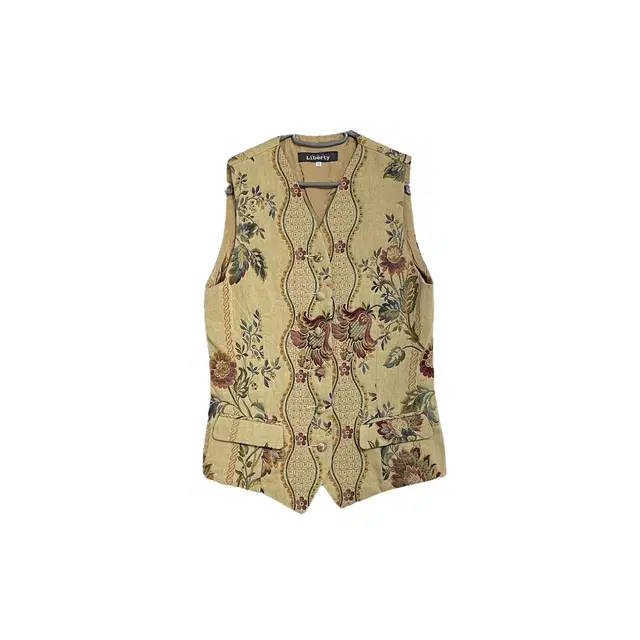 Flower pattern vintage beige vest