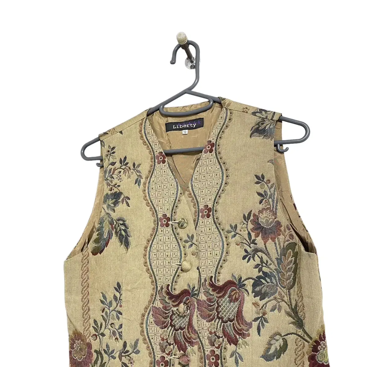 Flower pattern vintage beige vest