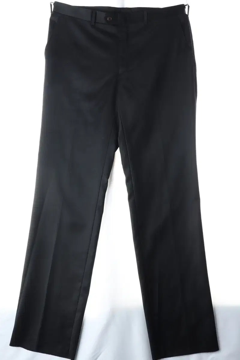 (2XL) BrandVintage Slacks Lightweight Pants Big Size Black Wide-E12